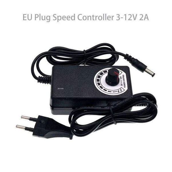 Planet Gates EU Plug Adapter 120mm AC Computer Fan Blower 12cm 120x120x32mm 12032 Centrifugal w/ 120V 220V to 3V - 12V 2A with Speed Controller for Grow Tent