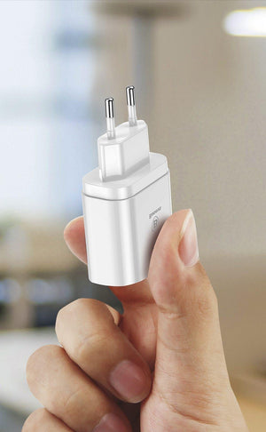 Planet Gates EU Plug Black LED Display 3 USB Charger, Baseus Mobile Phone USB Charger Fast Charging Wall Charger For iPhone Samsung Xiaomi 3.4A Max Charger