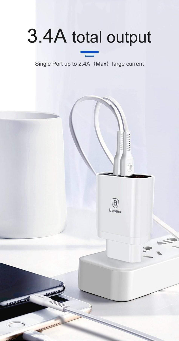 Planet Gates EU Plug Black LED Display 3 USB Charger, Baseus Mobile Phone USB Charger Fast Charging Wall Charger For iPhone Samsung Xiaomi 3.4A Max Charger