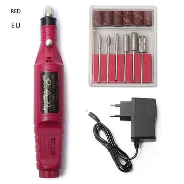 Planet Gates EU Red 1set Power Professional Electric Manicure Machine Pen Pedicure Nail File Nail Tools 6 bits Drill Nail Drill Machine New Arrival