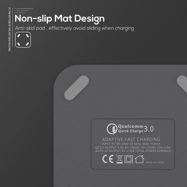 Planet Gates EU TOPK 8-Port 50W Quick Charge 3.0 USB Charger for iPhone Samsung Xiaomi Huawei EU US UK AU Plug Desktop Fast Phone Charger