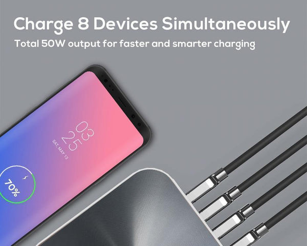 Planet Gates EU TOPK 8-Port 50W Quick Charge 3.0 USB Charger for iPhone Samsung Xiaomi Huawei EU US UK AU Plug Desktop Fast Phone Charger