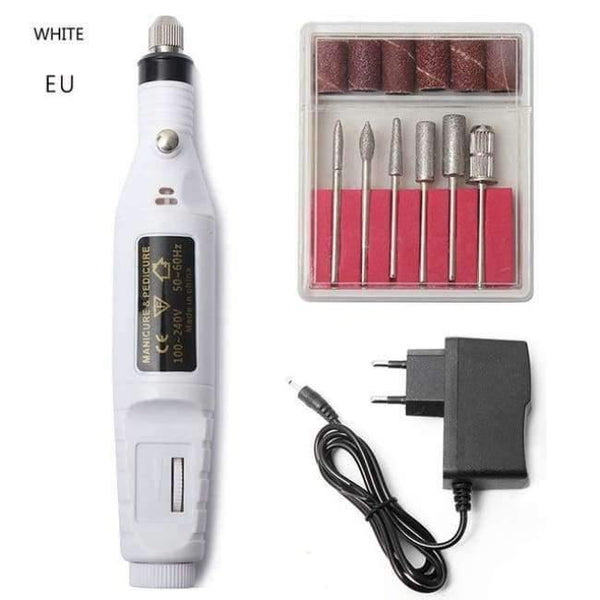 Planet Gates EU White 1set Power Professional Electric Manicure Machine Pen Pedicure Nail File Nail Tools 6 bits Drill Nail Drill Machine New Arrival
