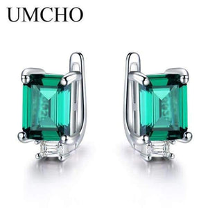Planet Gates EUJ072E-1 UMCHO Solid Sterling Silver Clip Earrings For Women Luxury Emerald Green Gemstone Female Girl Gift Brand Fine Jewelry 2018 New