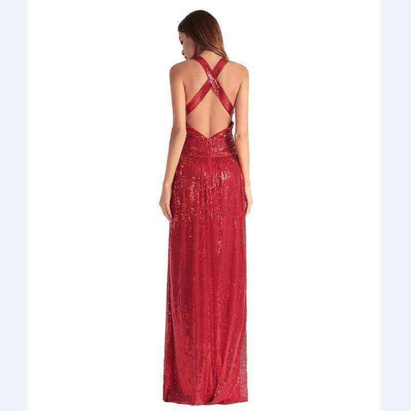 Planet Gates European American fashion women back strap sexy black long Bridesmaid dresses cross-back sequined wedding party dress