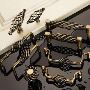 Planet Gates European bronze birdcage drawer Pulls cupboard door knobs and handles wine cabinet shoe wardrobe handles Furniture Hardware