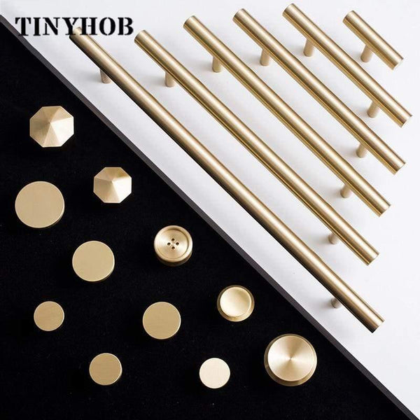 European style/Gold Solid Brass Cabinet Long Handles Furniture Drawer Pulls Drawer T Bar Kitchen Pulls Furniture Handle Hardware