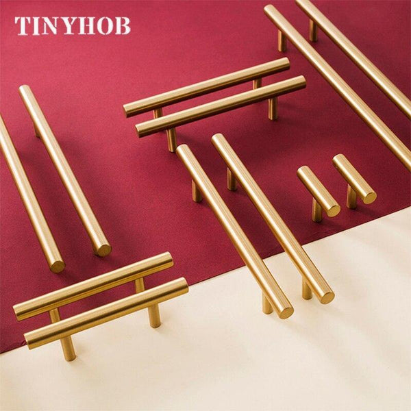 European style/Gold Solid Brass Cabinet Long Handles Furniture Drawer Pulls Drawer T Bar Kitchen Pulls Furniture Handle Hardware