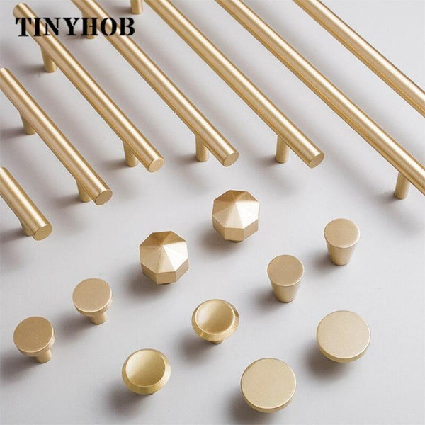 European style/Gold Solid Brass Cabinet Long Handles Furniture Drawer Pulls Drawer T Bar Kitchen Pulls Furniture Handle Hardware