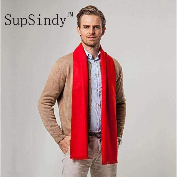 European style Luxury men's scarf Red business casual thick wool scarves imitation cashmere scarves Wrap Warm brushed men 180cm