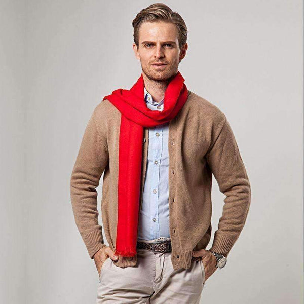 Planet Gates European style Luxury men's scarf Red business casual thick wool scarves imitation cashmere scarves Wrap Warm brushed men 180cm