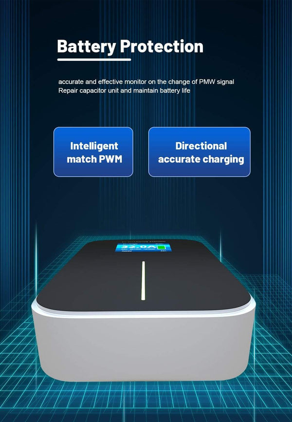 Planet Gates EV Charger 32A 1 Phase 7.2KW Wallmount Electric Vehicle Charging Station EVSE Wallbox with Type 2 Plug IEC 62196-2 Free Hook