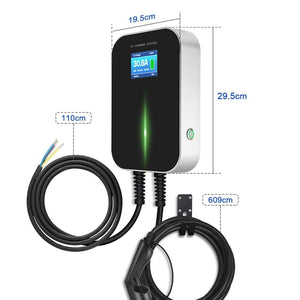 Planet Gates EV Charger 32A 1 Phase 7.2KW Wallmount Electric Vehicle Charging Station EVSE Wallbox with Type 2 Plug IEC 62196-2 Free Hook