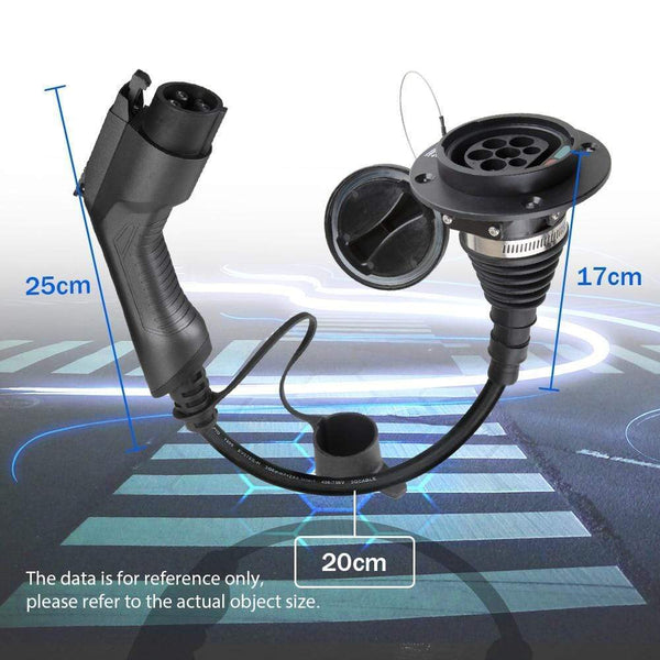 Planet Gates EV Charger Electric Car Adapter EVSE Charging Cable Type2 Inlet to Type1 Plug Flexible 32A 1 Phase For Chevrolet, Fiat 500e..