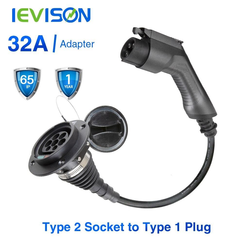 Planet Gates EV Charger Electric Car Adapter EVSE Charging Cable Type2 Inlet to Type1 Plug Flexible 32A 1 Phase For Chevrolet, Fiat 500e..