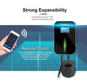Planet Gates EV Charger EVSE Wallbox Wifi Electric Vehicle Charging Station APP with Type 2 Socket 32A 1Phase IEC 62196-2 for Audi BMW