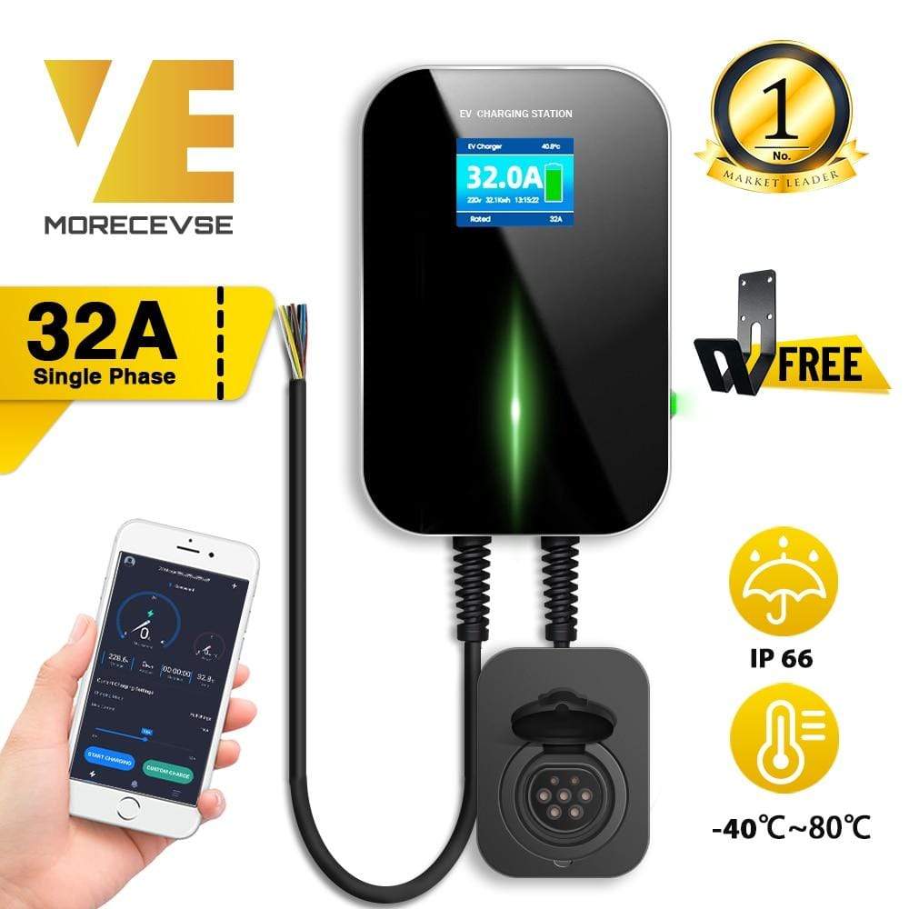 Planet Gates EV Charger EVSE Wallbox Wifi Electric Vehicle Charging Station APP with Type 2 Socket 32A 1Phase IEC 62196-2 for Audi BMW