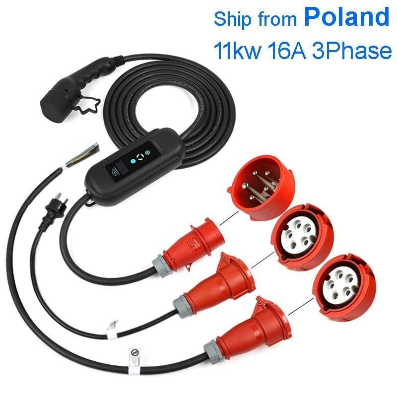 Planet Gates EV Charger Type 2 11kw Fast Charging Replaceable Exchangeable Plug 3 Phase EVSE Portable Chademo