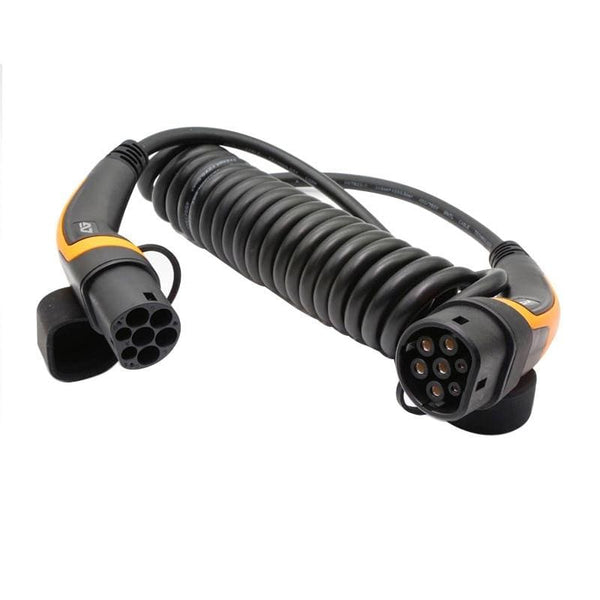 Planet Gates EV Charger Type 2 32A Type 2 to Type 2 EV Charging Cable With 5M Spiral Cable Mennekes Type 2 for Electric Vehicle Car EVSE 22KW