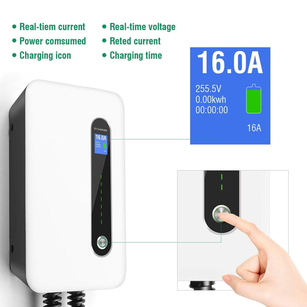 Planet Gates EV Charging Station 16A Type 2 Electric Vehicle Car Charger EVSE Wallbox Charging Cable IEC 62196-2 Level 2 Charger 3.6KW
