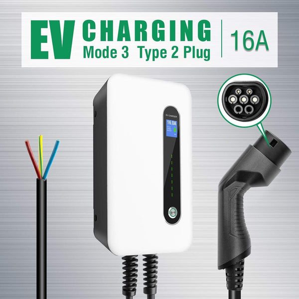 Planet Gates EV Charging Station 16A Type 2 Electric Vehicle Car Charger EVSE Wallbox Charging Cable IEC 62196-2 Level 2 Charger 3.6KW