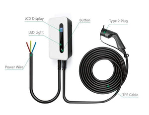 Planet Gates EV Charging Station 16A Type 2 Electric Vehicle Car Charger EVSE Wallbox Charging Cable IEC 62196-2 Level 2 Charger 3.6KW