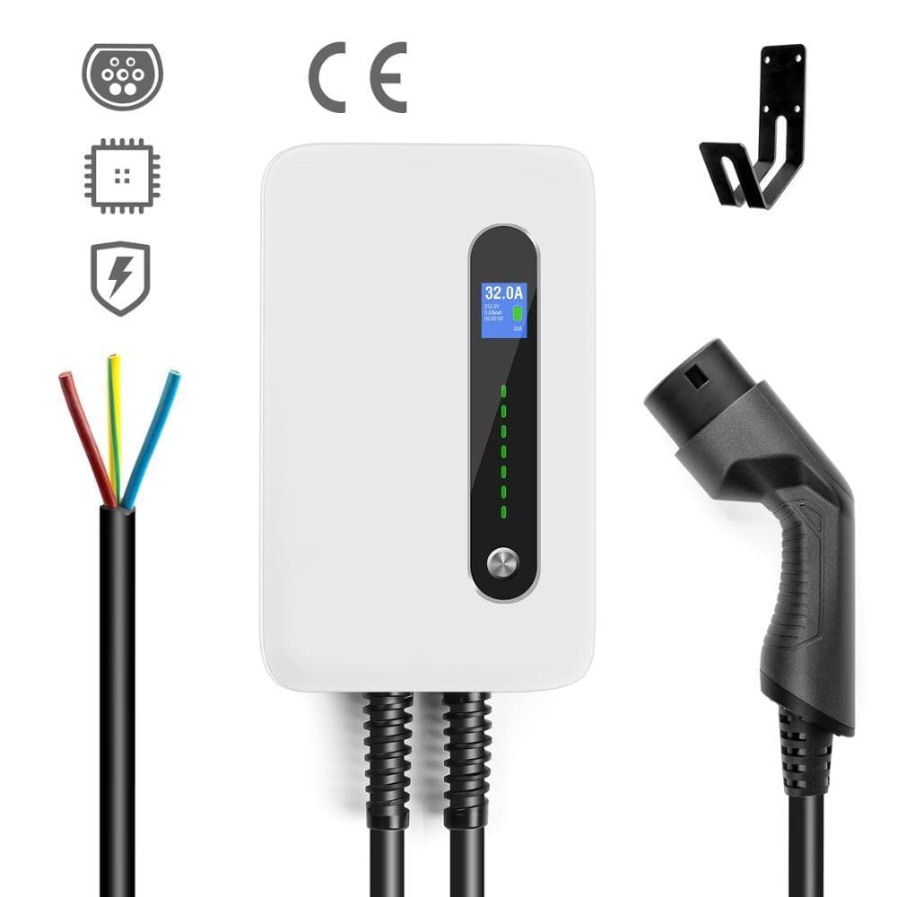 Planet Gates EV Charging Station Cable 32A Electric Vehicle Car Charger EVSE Wallbox Wall Mount Type 2 Cable IEC 62196-2 Level 2 240V 7.6KW