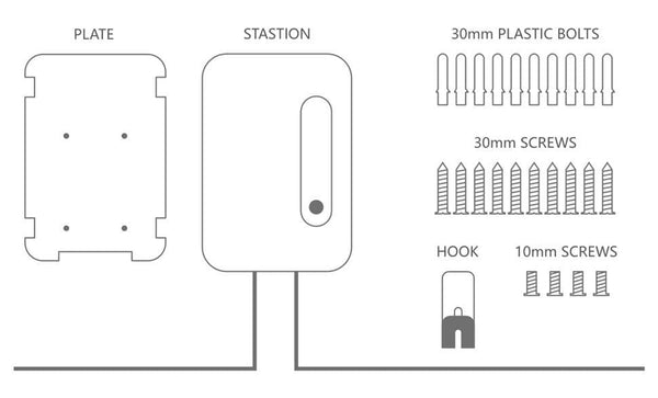 Planet Gates EV Charging Station Cable 32A Electric Vehicle Car Charger EVSE Wallbox Wall Mount Type 2 Cable IEC 62196-2 Level 2 240V 7.6KW