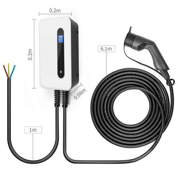 Planet Gates EV Charging Station Cable 32A Electric Vehicle Car Charger EVSE Wallbox Wall Mount Type 2 Cable IEC 62196-2 Level 2 240V 7.6KW