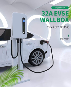 Planet Gates EV Charging Station Cable 32A Electric Vehicle Car Charger EVSE Wallbox Wall Mount Type 2 Cable IEC 62196-2 Level 2 240V 7.6KW