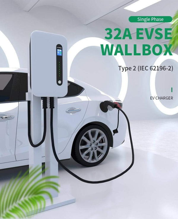 Planet Gates EV Charging Station Cable 32A Electric Vehicle Car Charger EVSE Wallbox Wall Mount Type 2 Cable IEC 62196-2 Level 2 240V 7.6KW