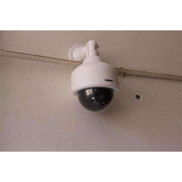 Planet Gates Eva2king outdoor CCTV Fake Simulation Dummy Camera Flashing LED Light Fake Camera Home Surveillance Security Dome White monitor