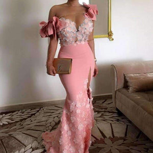 Planet Gates Evening Dress Long Elegant abiye abendkleider abiti da cerimonia da sera Pink Evening Dresses Appliques Robe De Soiree