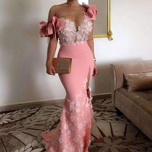 Planet Gates Evening Dress Long Elegant abiye abendkleider abiti da cerimonia da sera Pink Evening Dresses Appliques Robe De Soiree