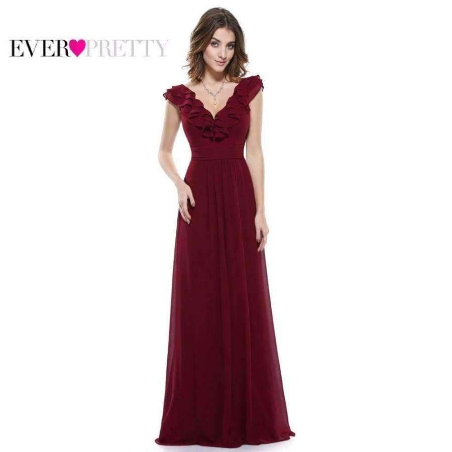 Planet Gates Evening Dresses Ever Pretty Women V-neck Empire Waist Burgundy Wine Red EP08500 2018 Special Occasion Evening Dress Party Dress