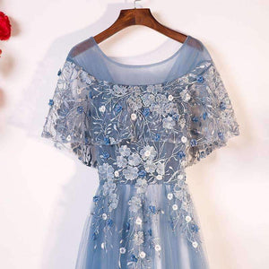 Planet Gates Evening Dresses Long 2018 New O-neck With Jacket Luxury Appliques Flower Tulle Formal Evening Gown
