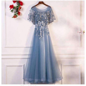 Planet Gates Evening Dresses Long 2018 New O-neck With Jacket Luxury Appliques Flower Tulle Formal Evening Gown