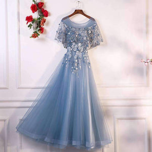 Planet Gates Evening Dresses Long 2018 New O-neck With Jacket Luxury Appliques Flower Tulle Formal Evening Gown