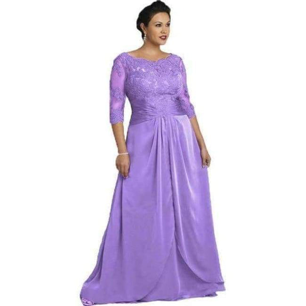 Planet Gates Evening Dresses Scoop With Lace Three Quarter Sleeve Grey Long Chiffon Vestido De Noche Free Shipping