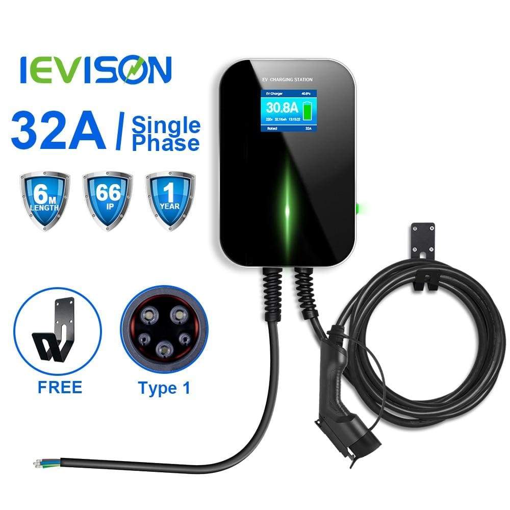 Planet Gates EVISON 32A Single Phase EV Charger Wallmount Electric Vehicle Charging Station EVSE Wallbox 7KW with Type 1 Cable S-A-E J1772