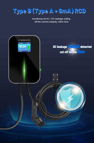 Planet Gates EVISON 32A Single Phase EV Charger Wallmount Electric Vehicle Charging Station EVSE Wallbox 7KW with Type 1 Cable S-A-E J1772