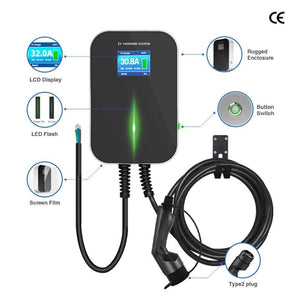Planet Gates EVSE APP Control Charger Wallbox 32A 1Phase 7.2KW EV Electric Vehicle Charging Station with Type 2 6.1M Cable IEC 62196-2 Plug