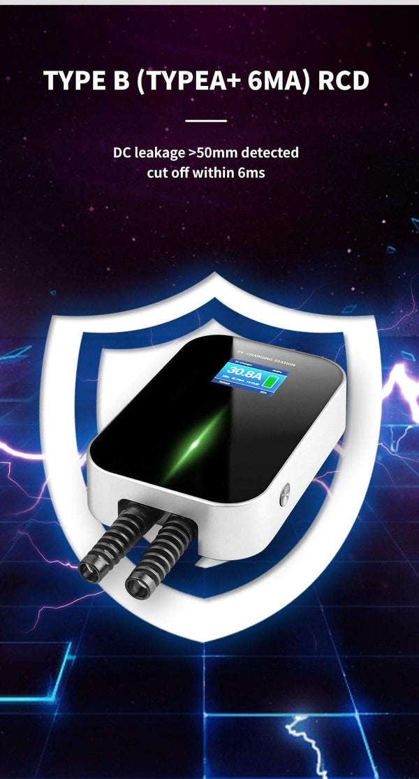 Planet Gates EVSE APP Control Charger Wallbox 32A 1Phase 7.2KW EV Electric Vehicle Charging Station with Type 2 6.1M Cable IEC 62196-2 Plug