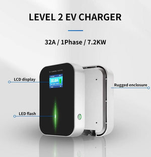Planet Gates EVSE APP Control Charger Wallbox 32A 1Phase 7.2KW EV Electric Vehicle Charging Station with Type 2 6.1M Cable IEC 62196-2 Plug