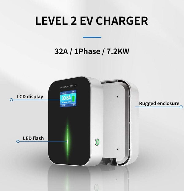 Planet Gates EVSE APP Control Charger Wallbox 32A 1Phase 7.2KW EV Electric Vehicle Charging Station with Type 2 6.1M Cable IEC 62196-2 Plug