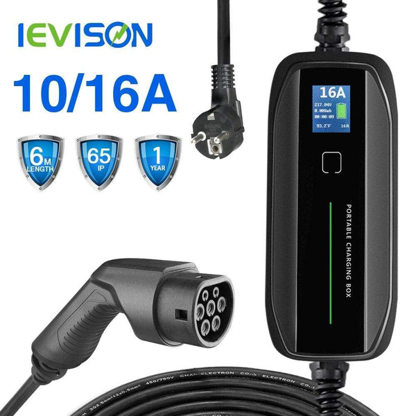 Planet Gates EVSE Type 2 Portable EV Charging Box Cable Switchable 10/16A Schuko Plug Electric Vehicle Car Charger IEC 62196-2 2.2/3.6KW