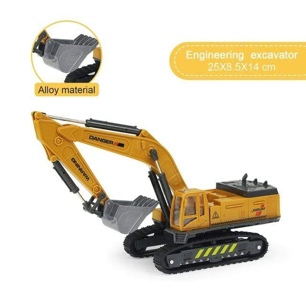 Planet Gates Excavator Alloy Engineering Vehicle Dump Truck Excavator Assembly Diecast Model Simulation Construction Cars Toys for Boys Children Gifts
