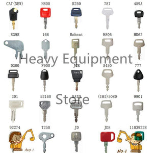 Planet Gates Excavator Key ( Set of 25 ) for John Deere Caterpillar CAT Hitachi Kobelco Komatsu Kubota Mustang Heavy Equipment