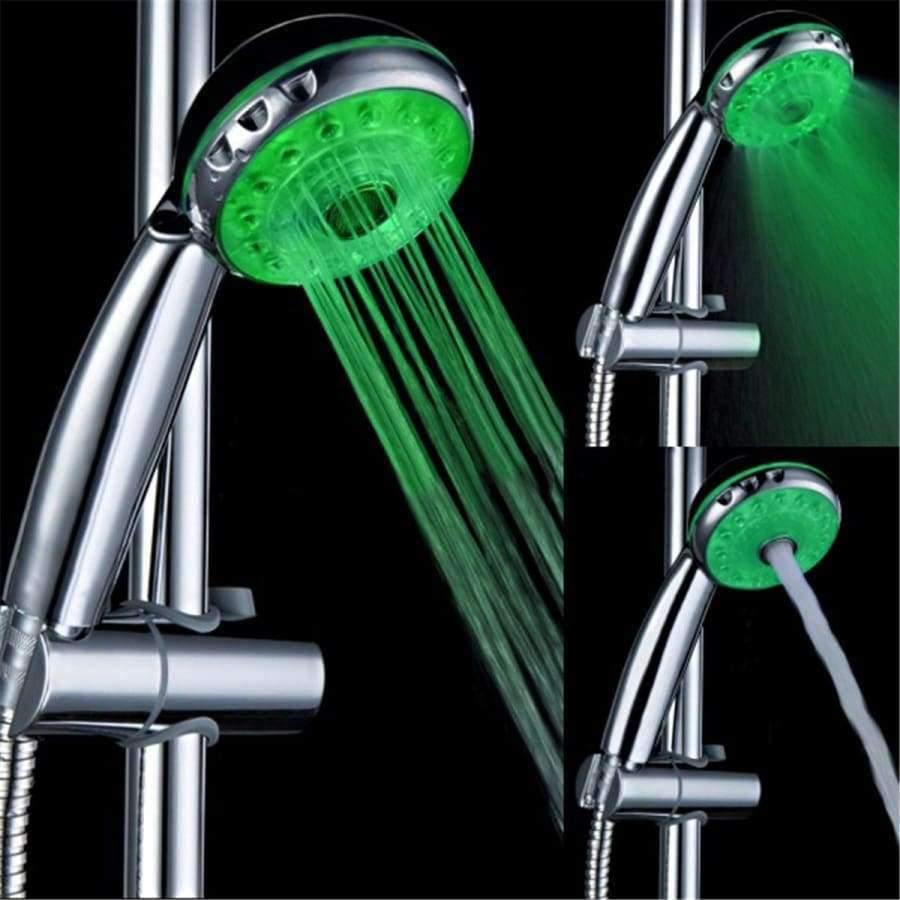 Planet Gates Excellent Quality Adjustable 3 Mode 3 Color LED Shower Head Temperature Sensor RGB Bath Sprinkler Bathroom Product