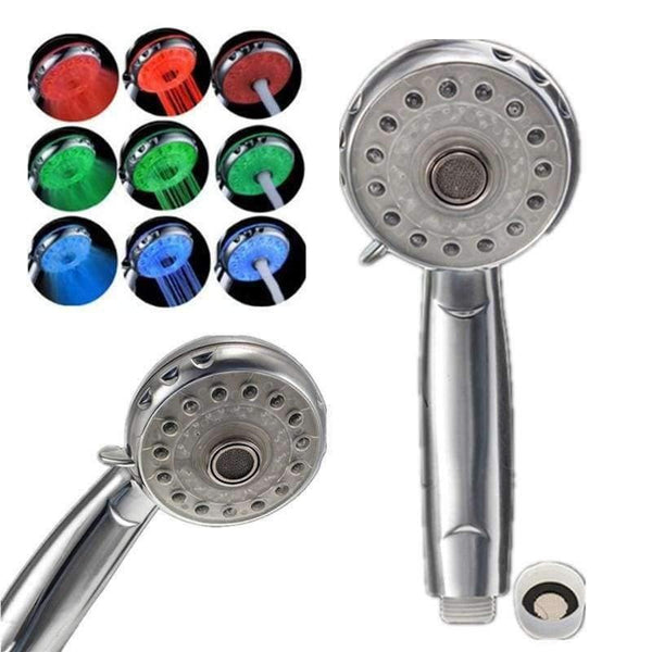 Planet Gates Excellent Quality Adjustable 3 Mode 3 Color LED Shower Head Temperature Sensor RGB Bath Sprinkler Bathroom Product